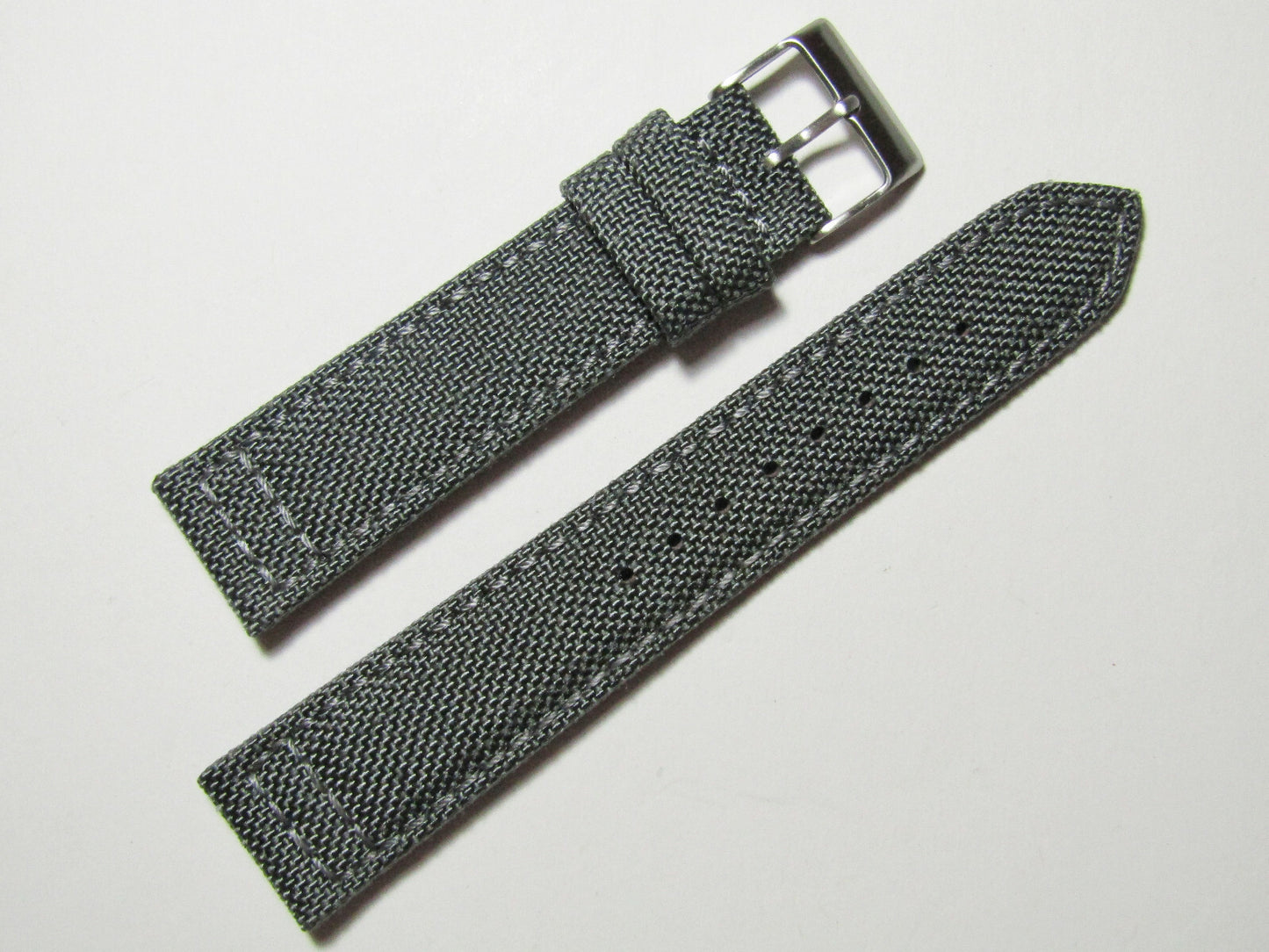 18mm Hadley-Roma MS850 Mens Grey Cordura Canvas Watch Band Strap