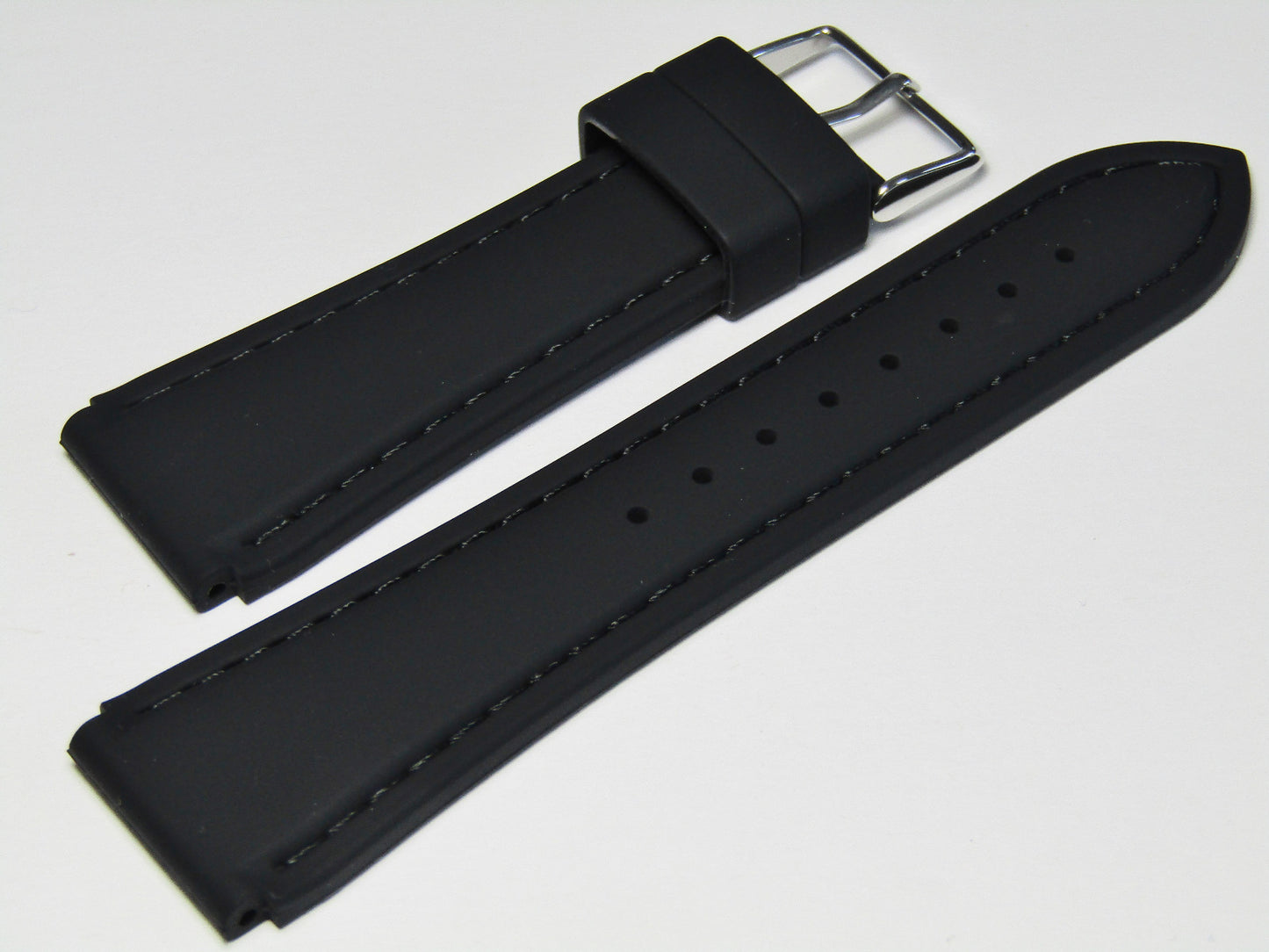 24mm Hadley-Roma MS3346 Black Silicone Rubber Waterproof Dive Watch Band Strap