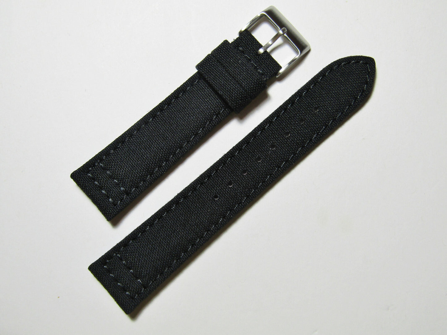 18mm Hadley-Roma MS850 Mens Black Cordura Canvas Watch Band Strap