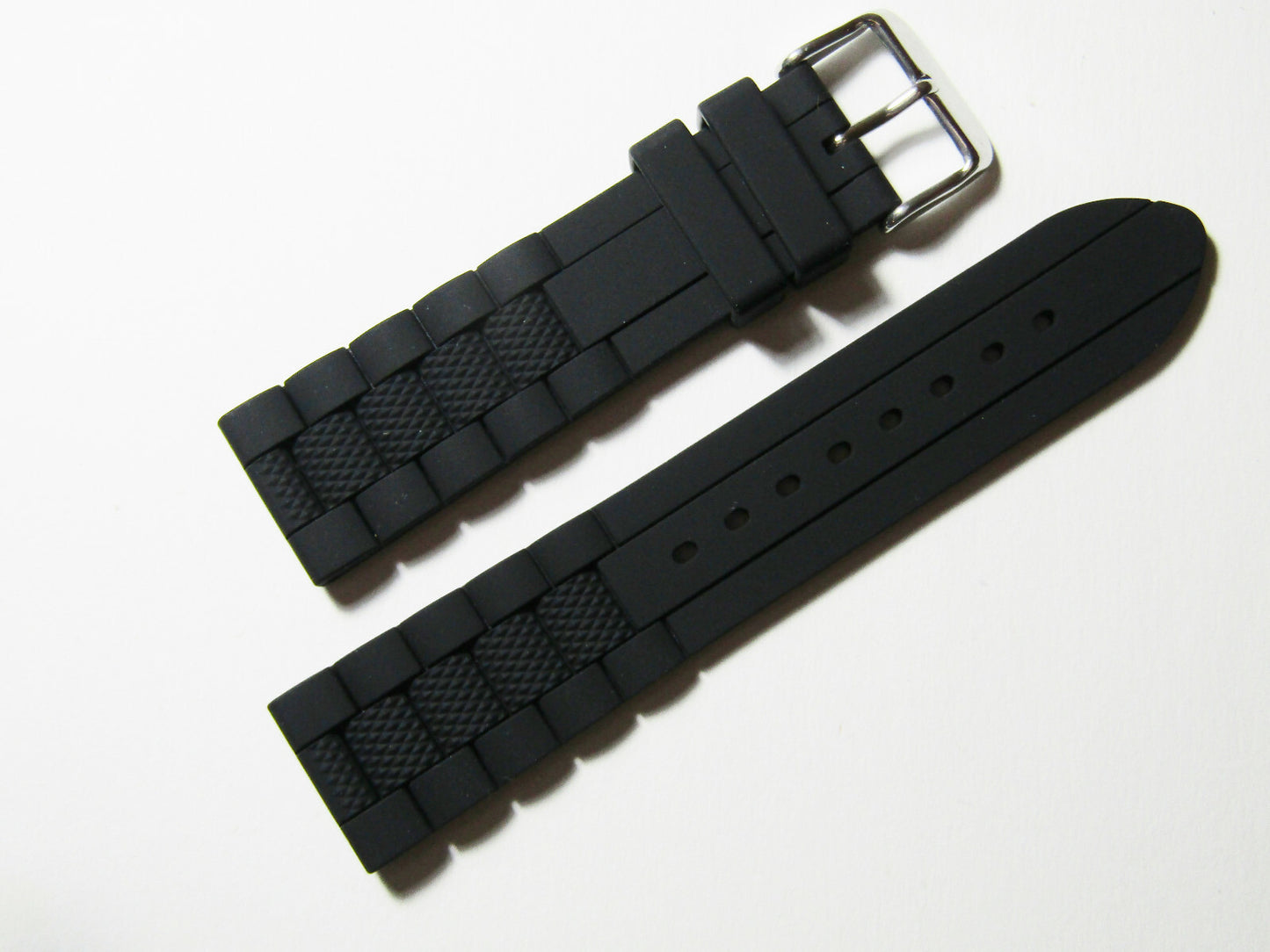20mm Hadley-Roma MS3344 Black Silicone Rubber Dive Watch Band Strap