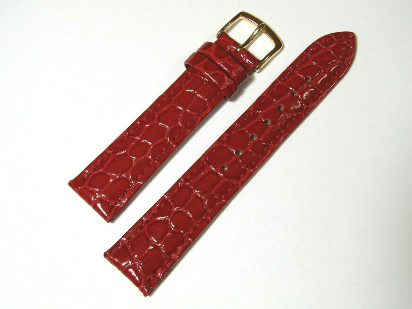 20mm Hadley-Roma Crocodile Embossed Red Leather Watch Band Strap MS717