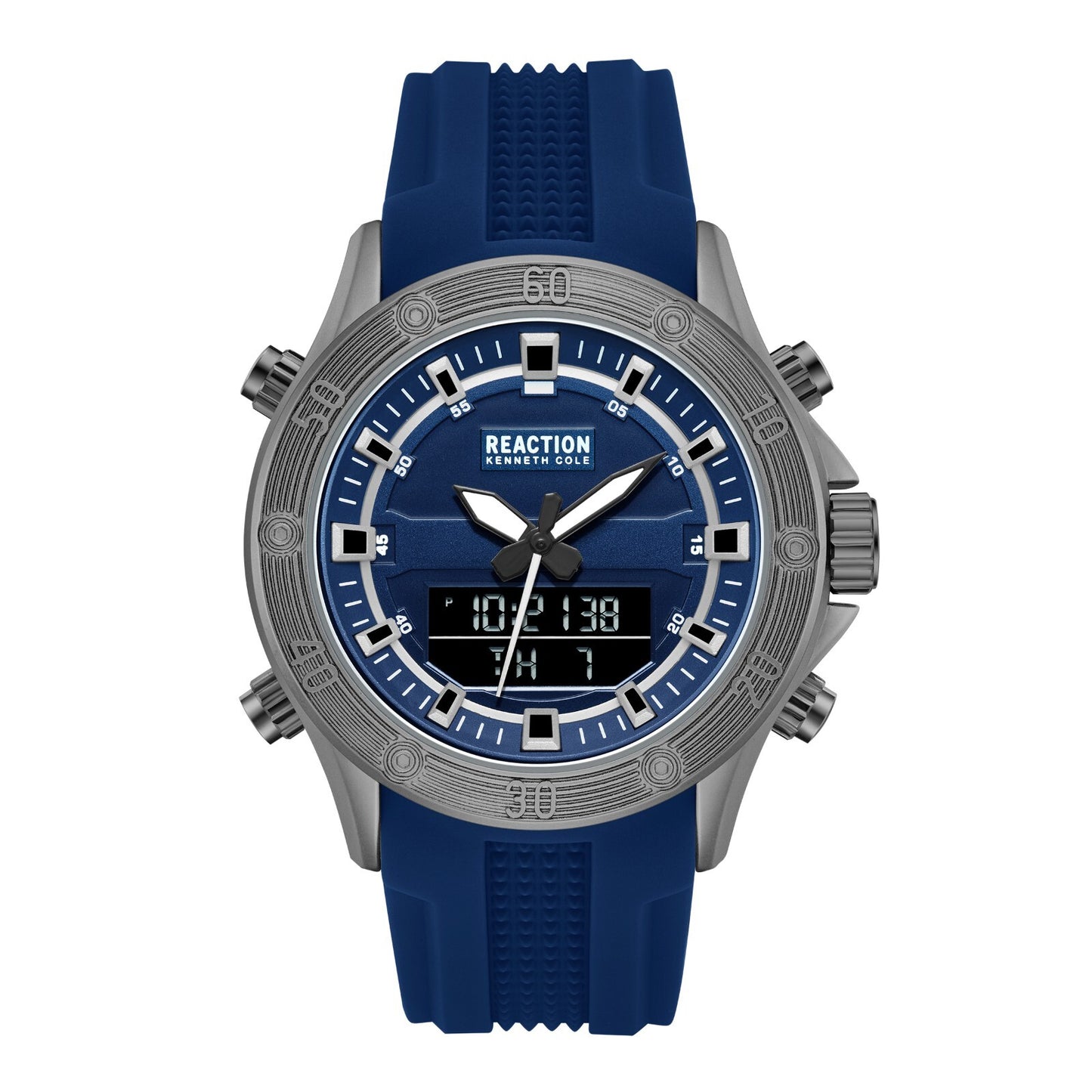 Kenneth Cole Reaction Men's Analog Digital Watch Silicone Strap KRWGP7004801