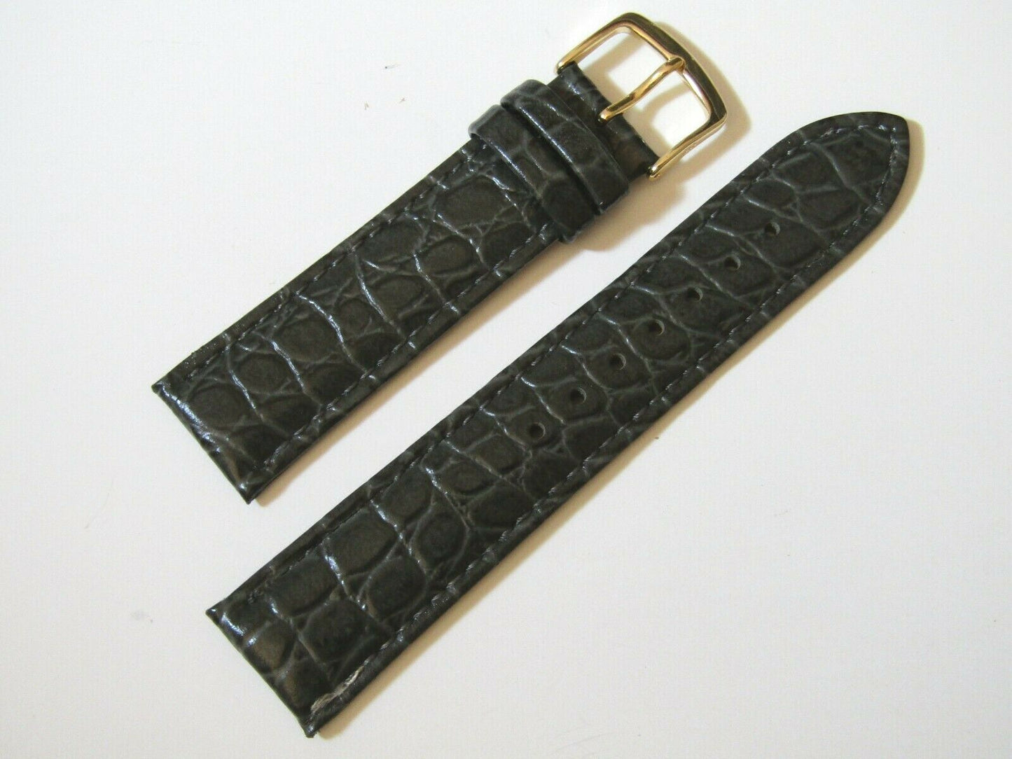 20mm Hadley-Roma Crocodile Embossed Gray Leather Watch Band Strap MS717