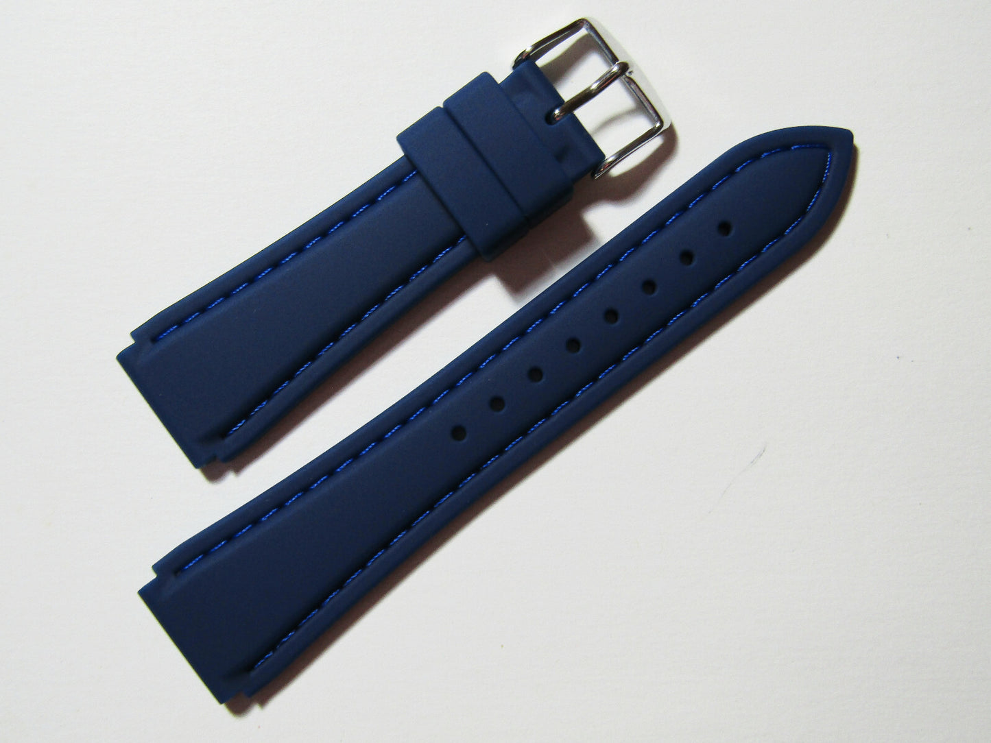 24mm Hadley-Roma MS3346 Blue Silicone Rubber Waterproof Dive Watch Band Strap