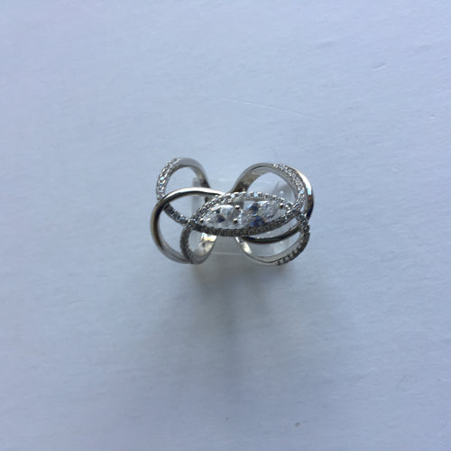 .925 STERLING SILVER PLATED RING WITH 2 CZ STONES J195
