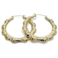 14K GOLD PLATED 90 MM BAMBOO HOOP EARRINGS WITH SNAP IN CLOSING M140