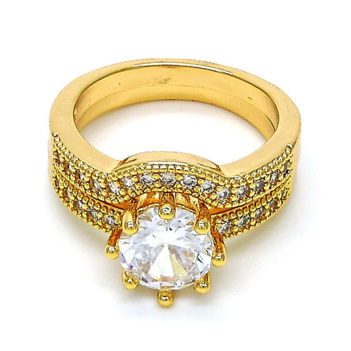 14K GOLD PLATED 2 PEICE ENGAGEMENT RING SET W/ WHITE CUBIC ZIRCONIA SIZE 7 M110