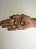 14K GOLD PLATED Faceted Hoop Earrings With Swivel Bar Snap In Closing J159
