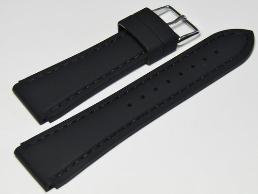 24mm Hadley-Roma MS3346 Black Silicone Rubber Waterproof Dive Watch Band Strap