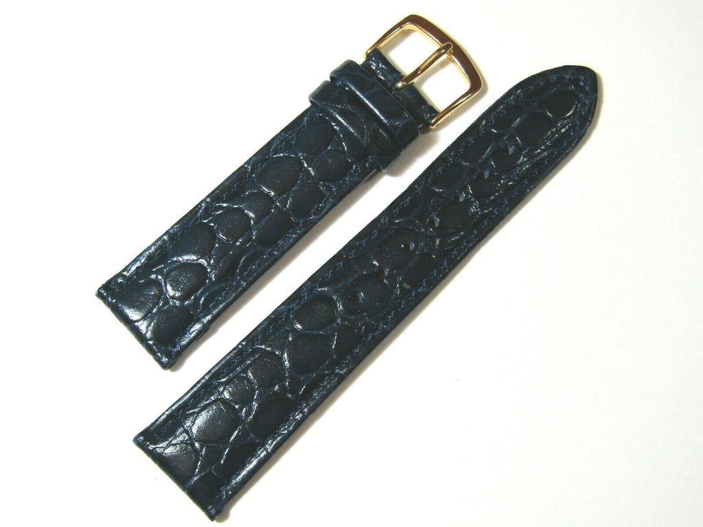 20mm Hadley-Roma Crocodile Embossed Navy Leather Watch Band Strap MS717