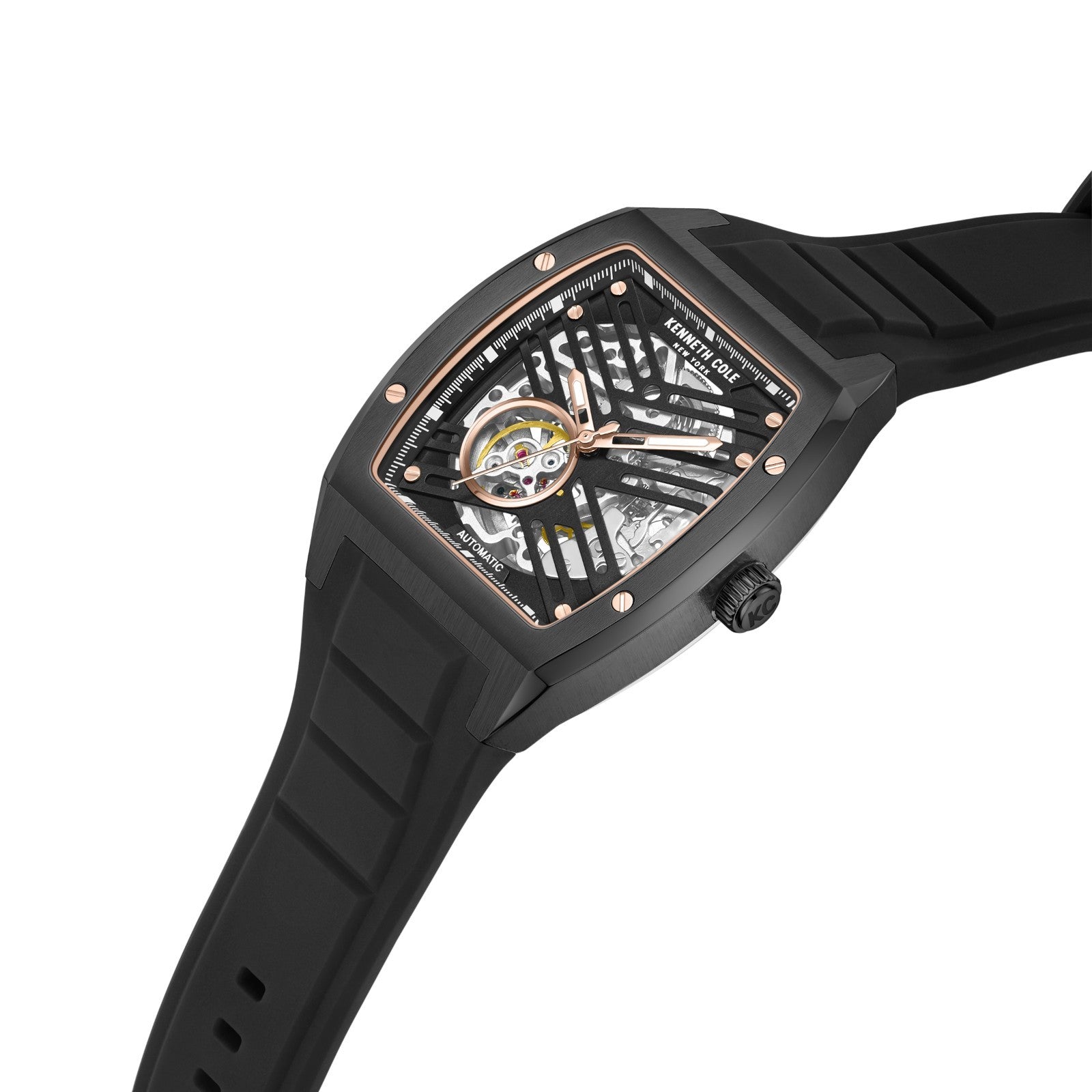 Kenneth Cole New York Men's Automatic Skeleton Watch Silicone Strap KCWGZ0046103
