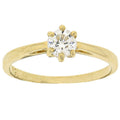 14K GOLD PLATED SOLITAIRE ENGAGEMENT RING W/4.5 MM WHITE CZ SIZES 6,7,8,9 M132-4