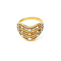 14K GOLD PLATED TRI-COLOR RING HEART & LOVE DESIGN WITH HIGH POLISH FINISH M81-2