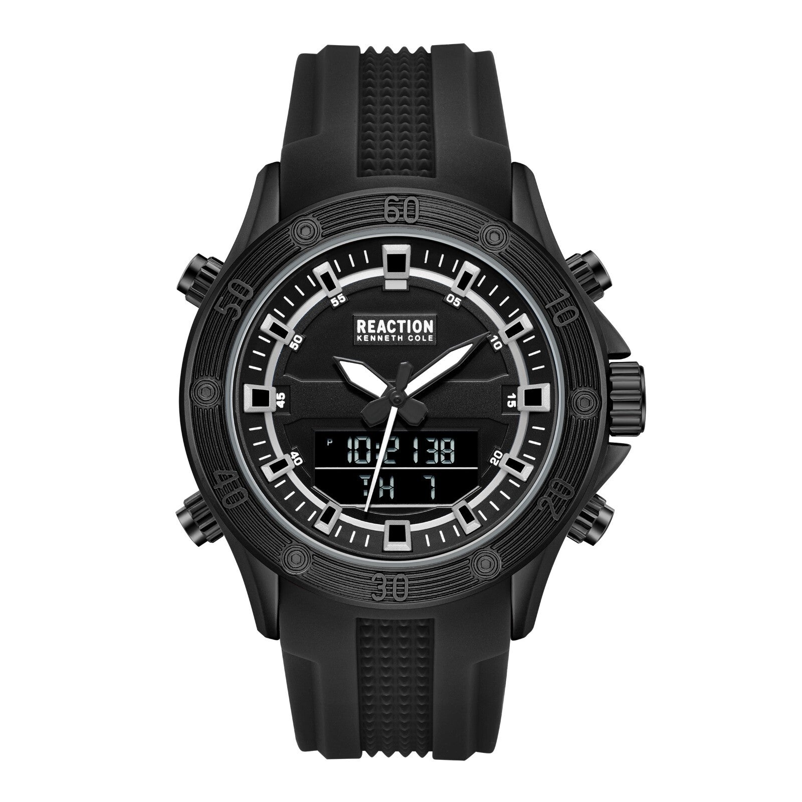 Kenneth Cole Reaction Men's Analog Digital Watch Silicone Strap KRWGP7004803