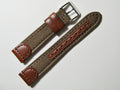 22mm Hadley-Roma MS868 Mens Brown Canvas and Leather Watch Band Strap