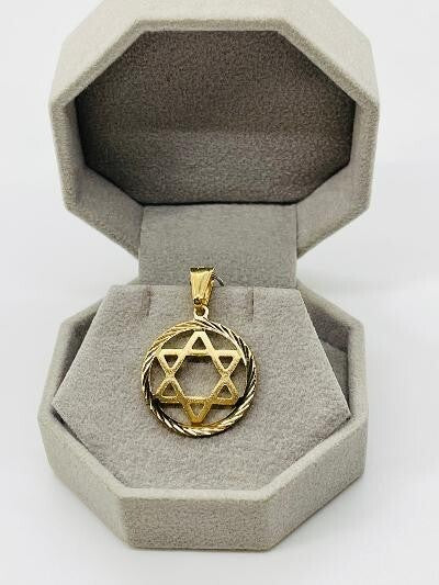 14K GOLD PLATED PENDANT STAR OF WITH HIGH POLISHED FINISH & BALE FOR CHAIN SP20