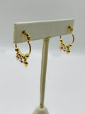 14K GOLD PLATED 15MM HOOP EARRING W/ TRI-COLOR PUFFED HEART DANGLES SE6