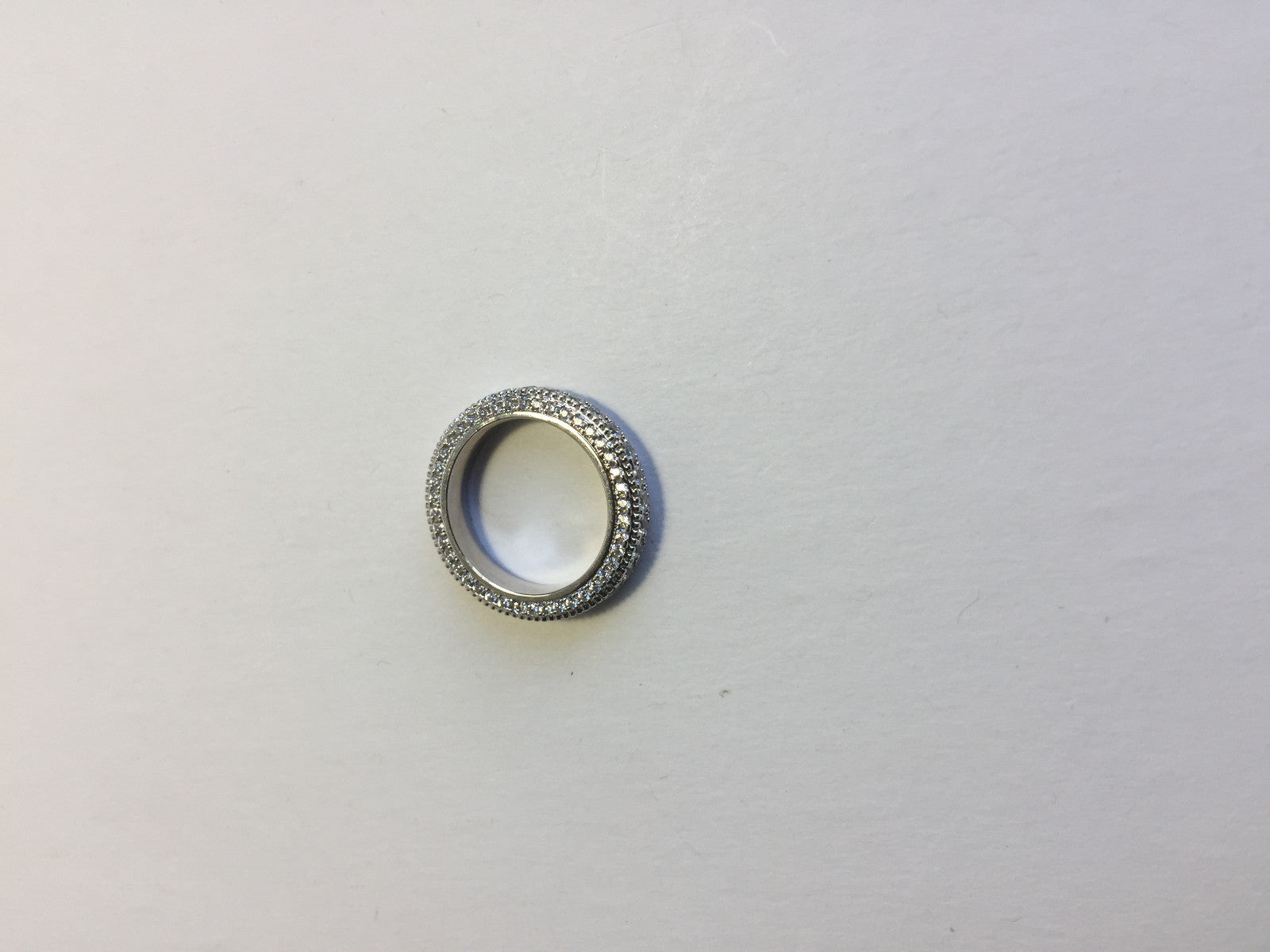 .925 STERLING SILVER PLATED 4MM BAND RING WITH MICRO PAVE CZ J185