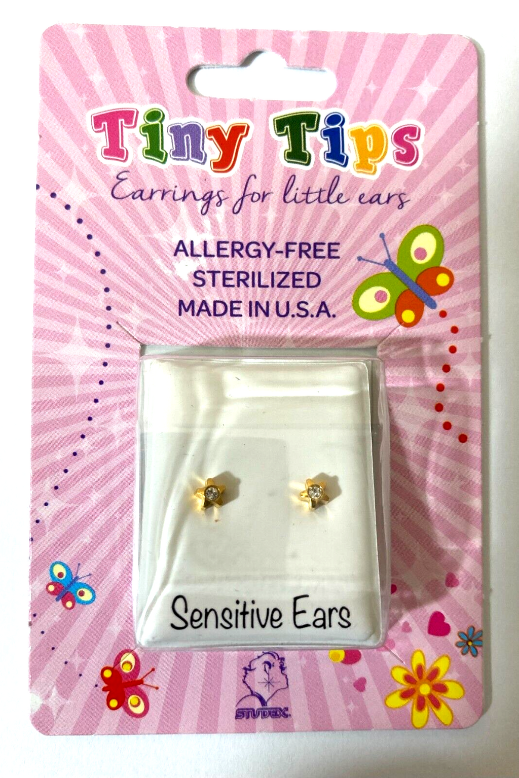 Studex Tiny Tips Earrings For Little Ears TT5014 GP 4MM Starlite April Crystal