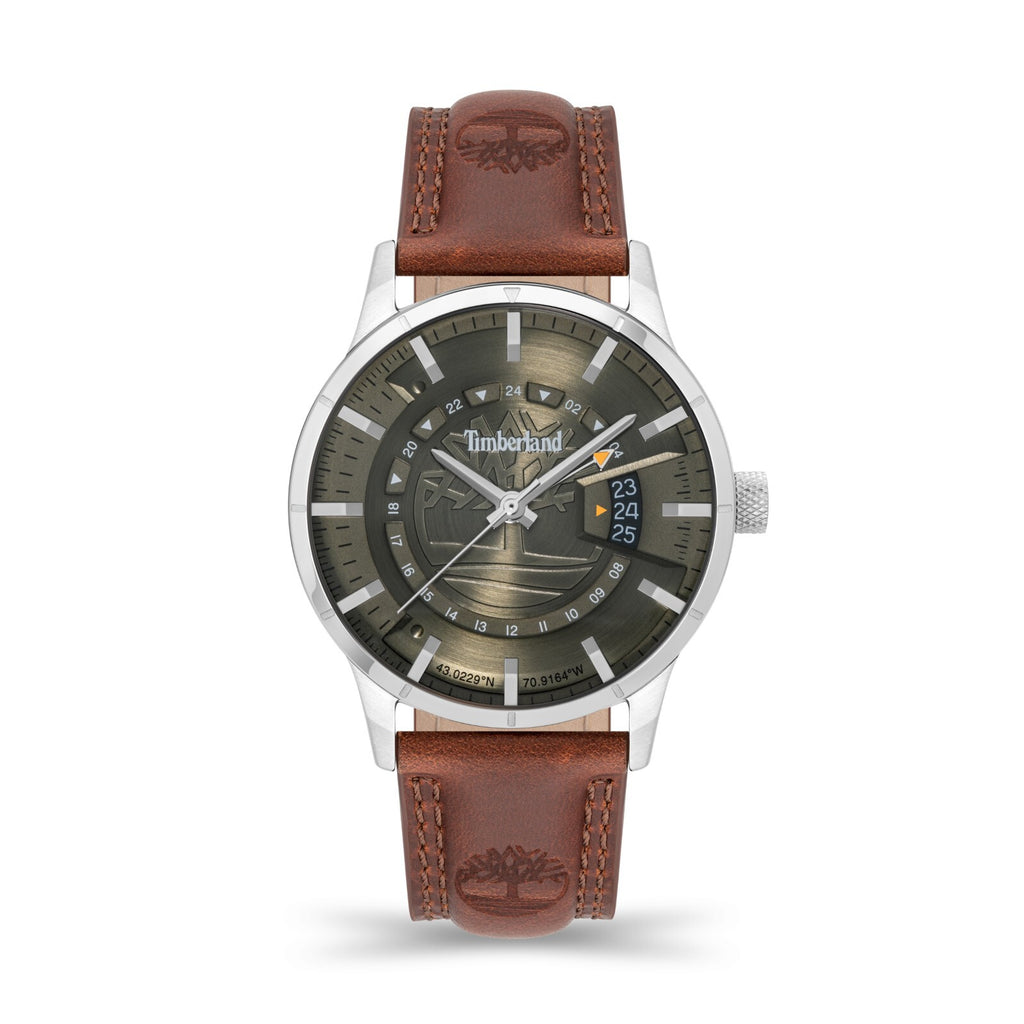 Timberland TDWGB2201502 Bergeron Mens Watch With Multi Function And Leather Band