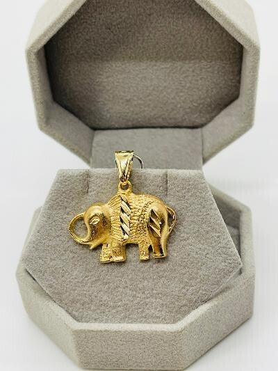 14K GOLD PLATED ELEPHANT PENDANT WITH HIGH POLISHED FINISH & BALE FOR CHAIN SP15