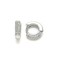 .925 STERLING SILVER PLATED TINY HUGGIE HOOP EARRINGS W/ 1 ROW OF WHITE CZ M362