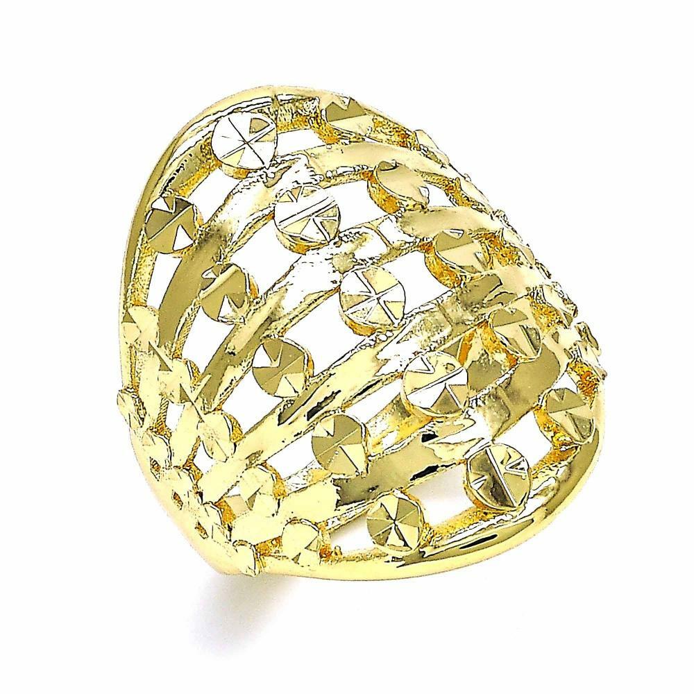 14K GOLD PLATED DOME STYLE RING WITH DIAMOND CUT FINISH SIZE 7, 8, 9, 9.5 M111-3