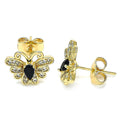 14K GOLD PLATED STUD EARRING BUTTERFLY DESIGN WITH GARNET AND WHITE CZ M319