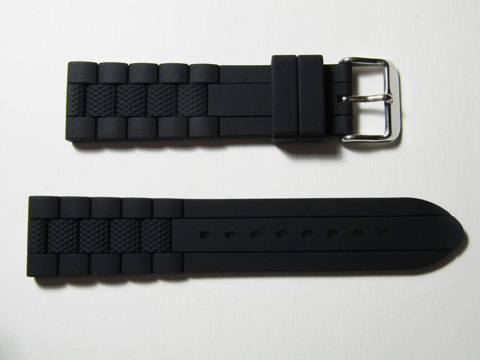 24mm Hadley-Roma MS3344 Black Silicone Rubber Dive Watch Band Strap