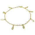 14K GOLD PLATED 9.5" ANKLET W/7 LEAF CHARMS DANGLING FROM A FINE LINK CHAIN M234