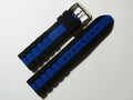 20mm Hadley-Roma MS3344 Black Blue Stripe Silicone Rubber Dive Watch Band Strap
