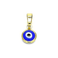 14K GOLD PLATED PENDANT 9MM BLUE EVIL EYE IN BEZEL SETTING & BALE FOR CHAIN M720