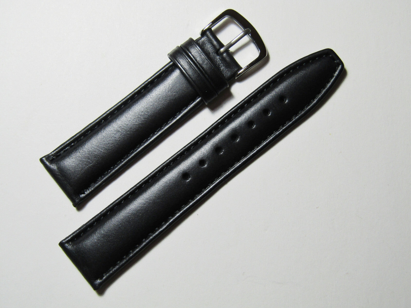 18mm Hadley Roma Men's Genuine Oil Tan Leather Watch Band Black MS881 Long