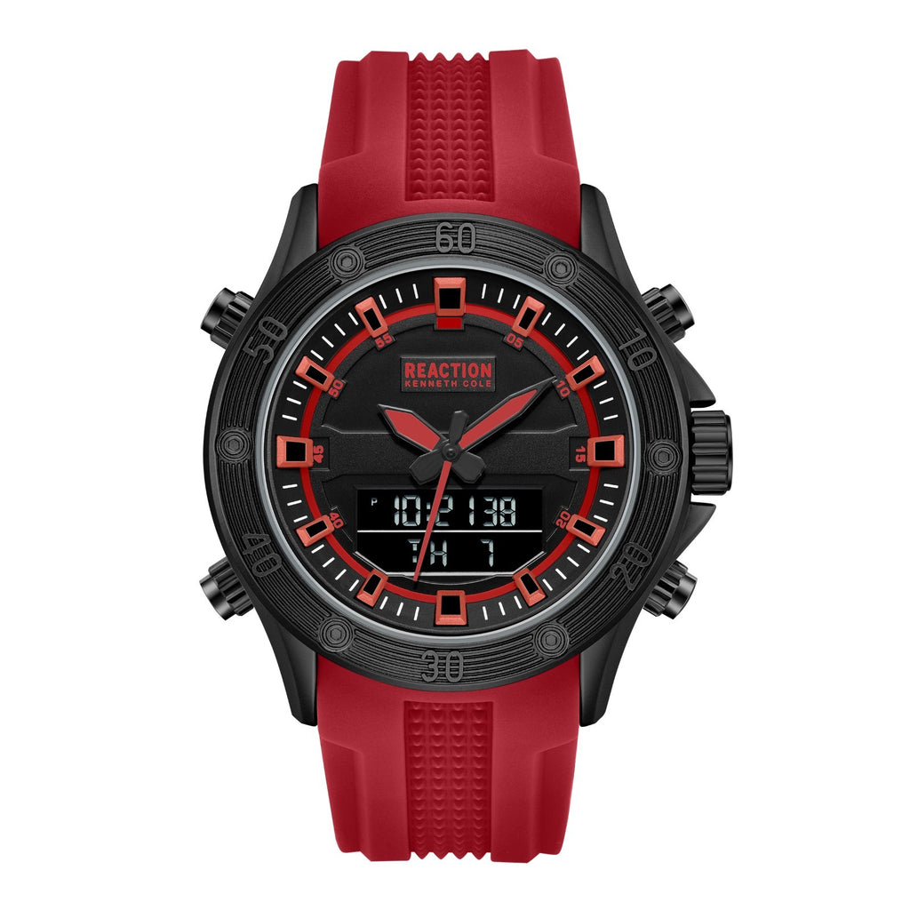Kenneth Cole Reaction Men's Analog Digital Watch Silicone Strap KRWGP7004804