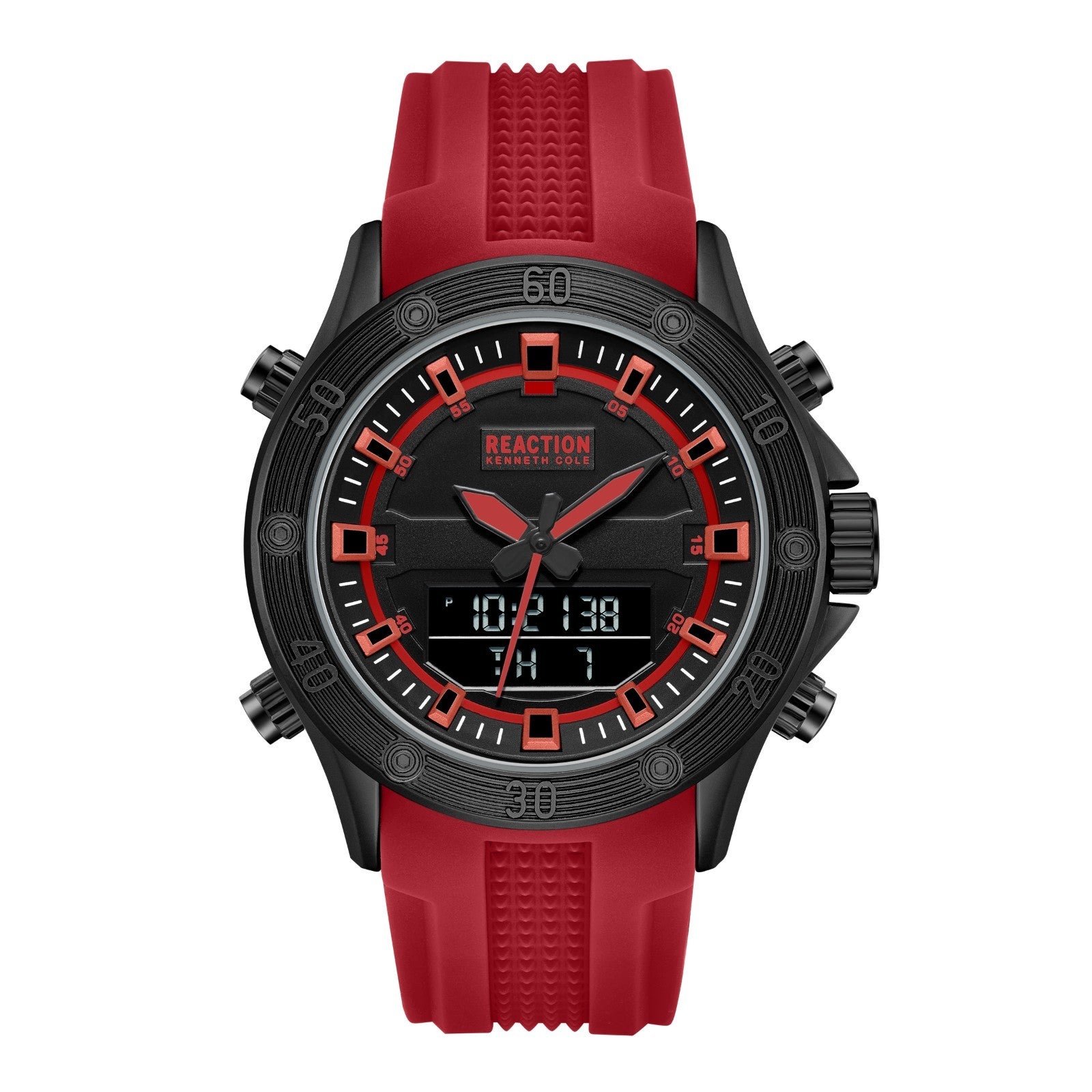 Kenneth Cole Reaction Men's Analog Digital Watch Silicone Strap KRWGP7004804