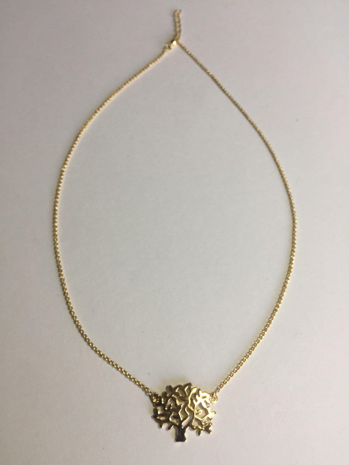 14K GOLD PLATED TREE OF LIFE NECKLACE 171/2" ROLO 025 LINK CHAIN J 172