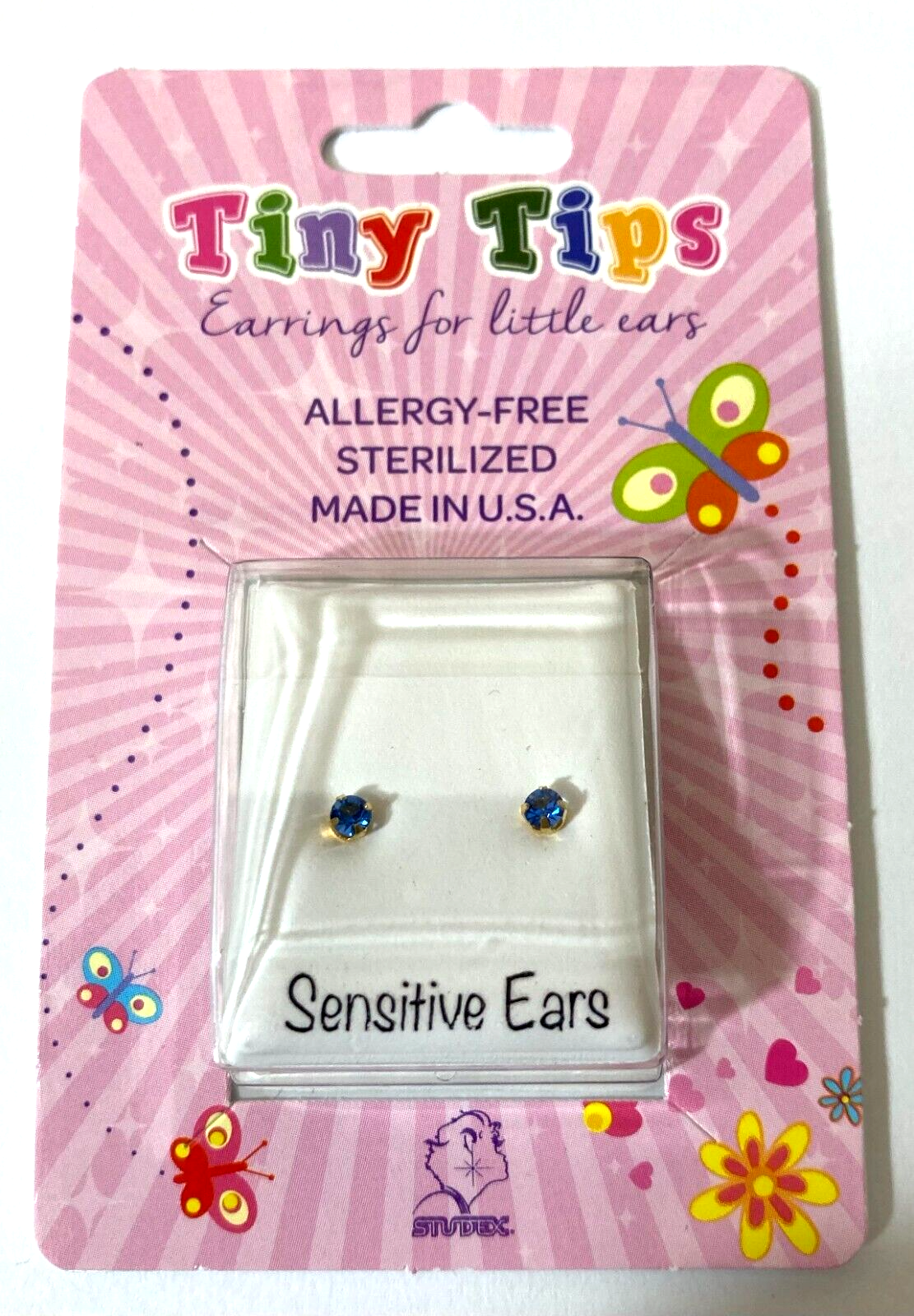 Studex Tiny Tips Earrings For Little Ears TT-109 Gold Platted Tiff 3MM Sapphire