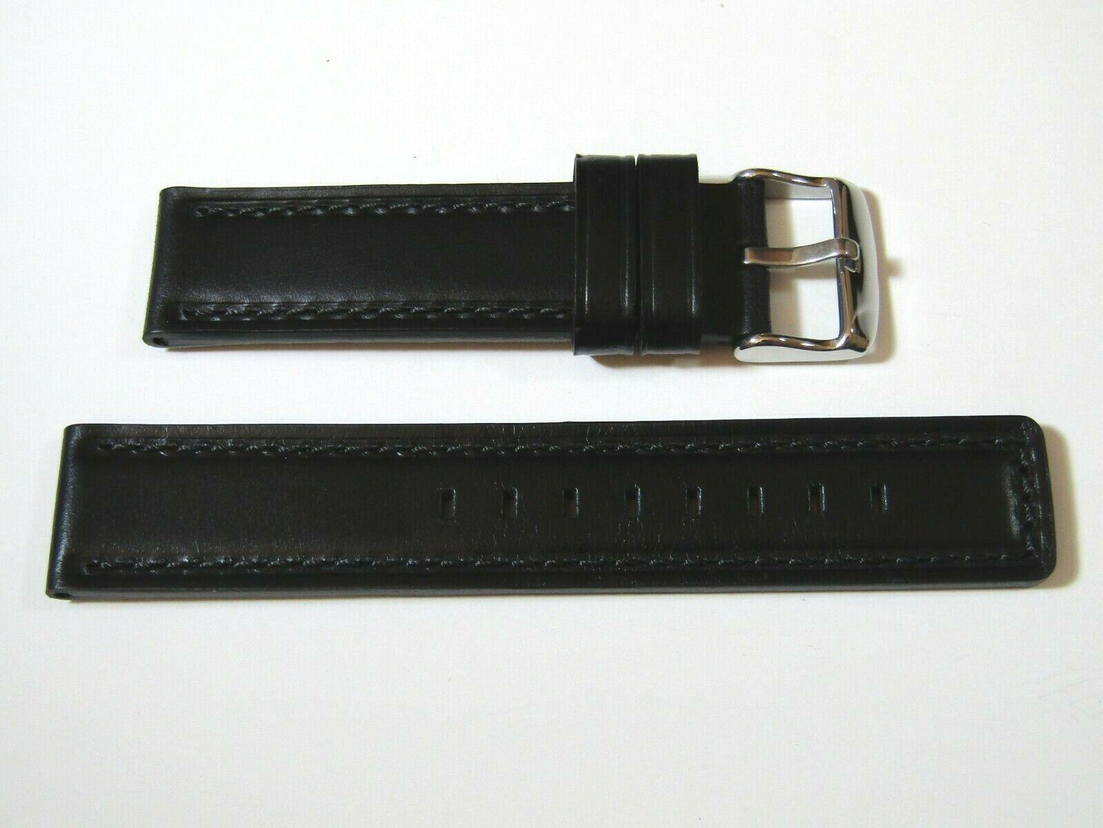 18mm Hadley-Roma MS784 Mens Black Oil-Tan Waterproof Leather Watch Band Strap
