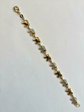 14 K GOLD PLATED 7.5" BRACELET WITH 10 ELEPHANT CHARMS CONNECTED J 368