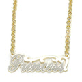 14K GOLD PLATED PRINCESS NECKLACE 17" WITH ROLO LINK STYLE CHAIN M 718