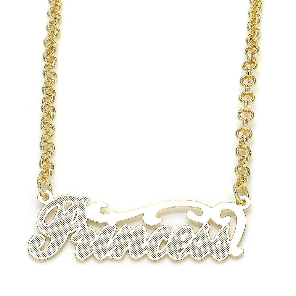 14K GOLD PLATED PRINCESS NECKLACE 17" WITH ROLO LINK STYLE CHAIN M 718