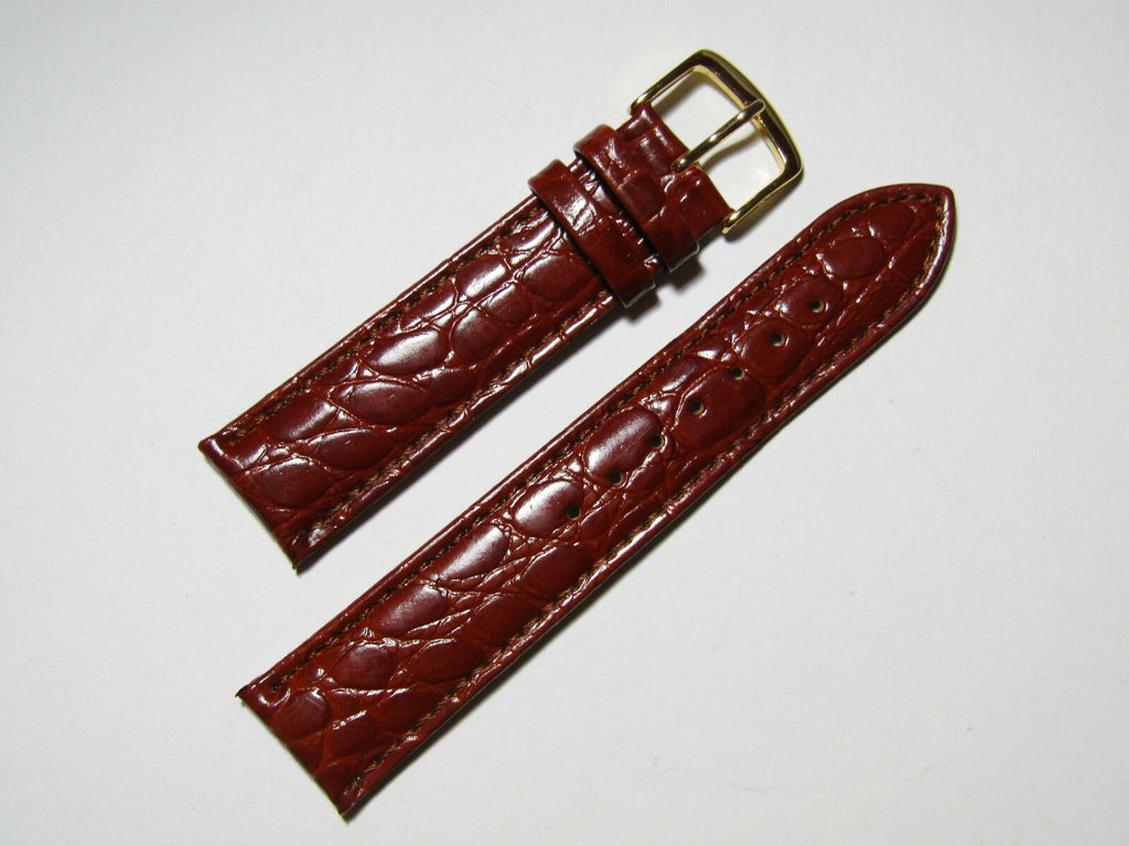 16mm Hadley-Roma Crocodile Embossed Tan Leather Watch Band Strap MS717