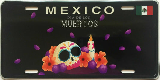 MEXICAN VANITY ALUMINUM LICENSE PLATE DIA DE MUERTOS MXLP 4