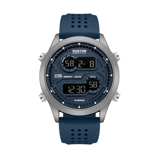 Kenneth Cole Reaction Men's Digital Watch With Blue Silicone Strap KRWGP7005502