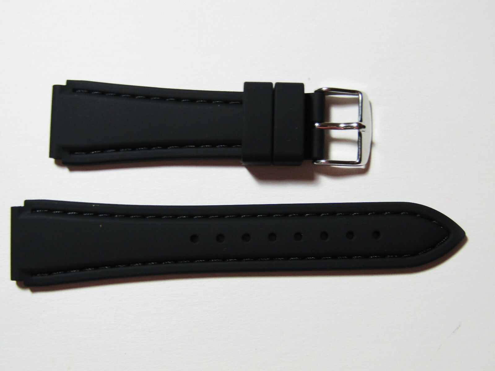 20mm Hadley-Roma MS3346 Black Silicone Rubber Waterproof Dive Watch Band Strap