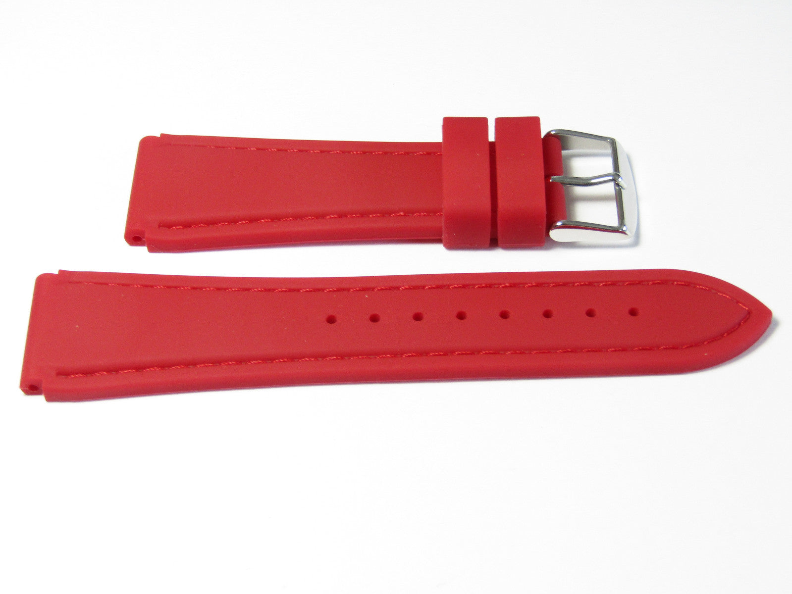 24mm Hadley-Roma MS3346 Red Silicone Rubber Waterproof Dive Watch Band Strap