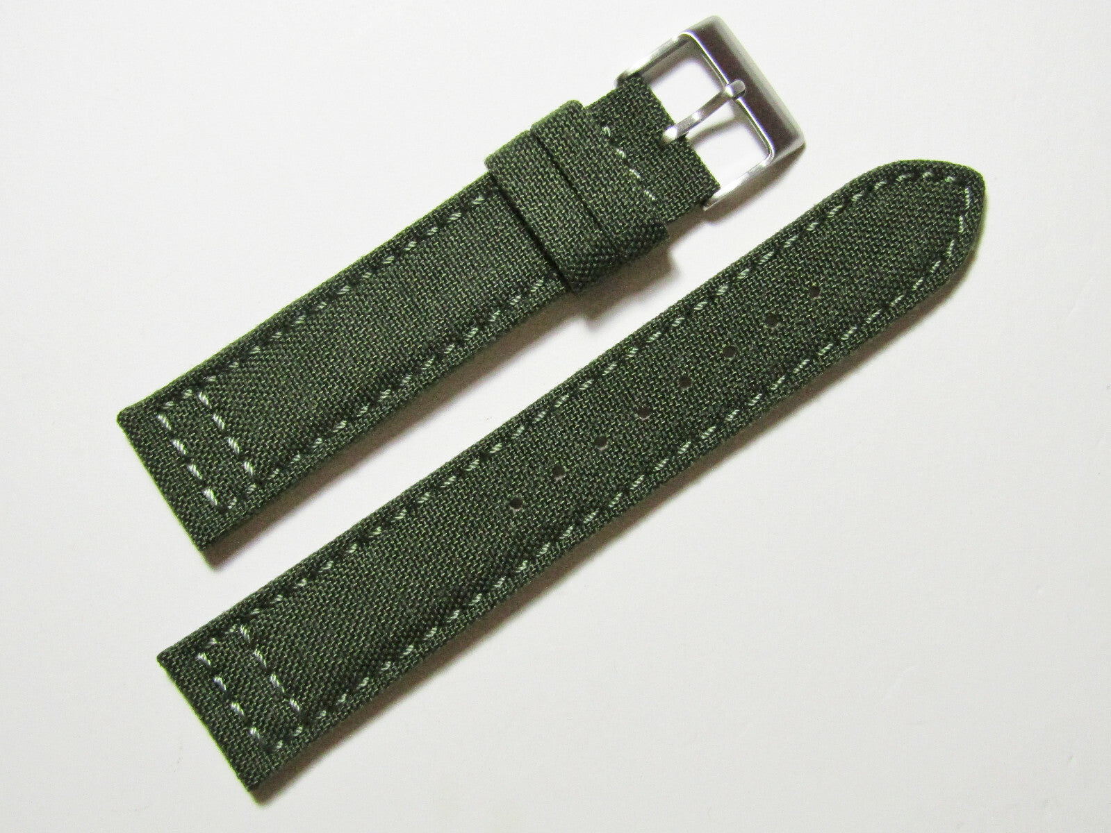 18mm Hadley-Roma MS850 Mens Army Olive Green Cordura Canvas Watch Band Strap