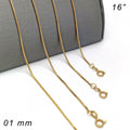14K GOLD PLATED CHAIN BOX 15/16" 1 MM WIDE WITH LOBSTER CLASP M402