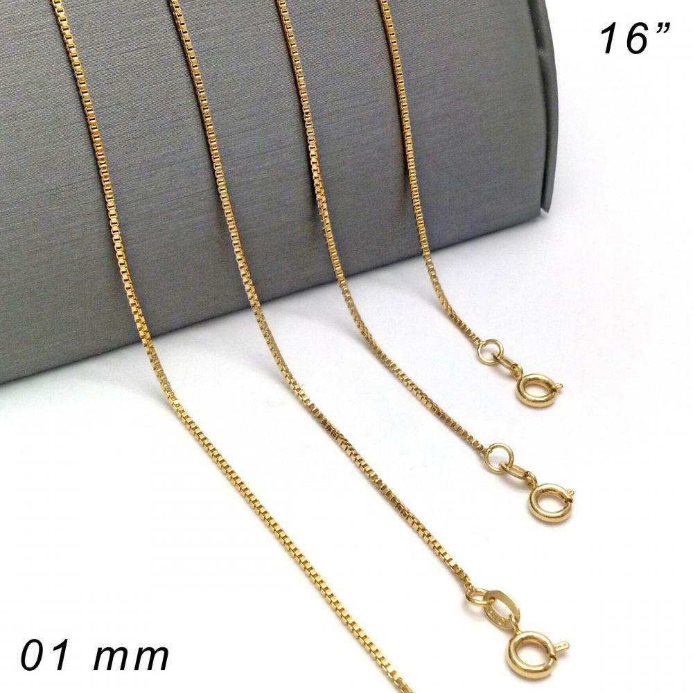 14K GOLD PLATED CHAIN BOX 15/16" 1 MM WIDE WITH LOBSTER CLASP M402
