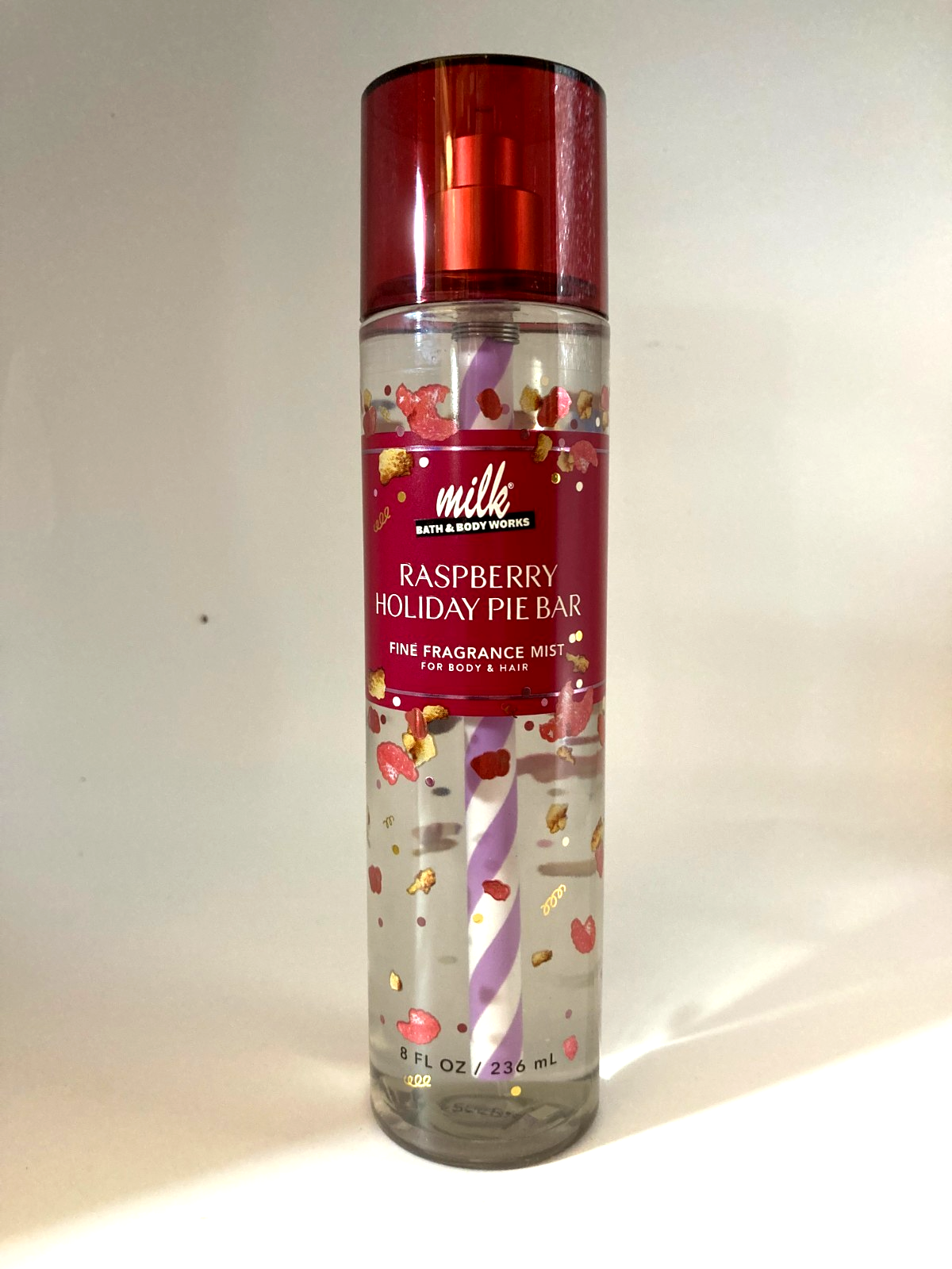 Bath & Body Works Milk Bar Raspberry Holiday Pie Bar Fragrance Body Mist 8 oz